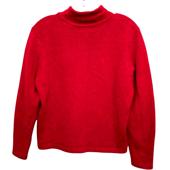 Beaded Vintage SILK ANGORA Cardigan Sz MP Red Black Sequin Soft Sweater Party - Picture 9 of 16